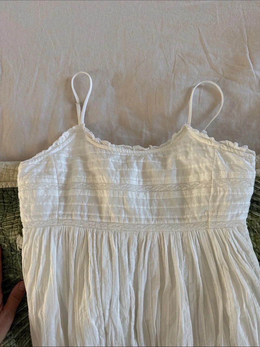 ba&sh Pensee White Cotton Lace-Trim Lined Midi Dress